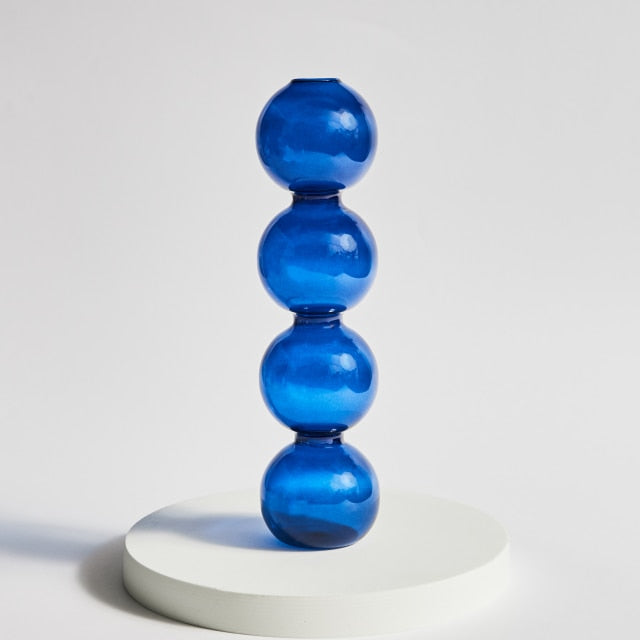 Modern Glass Candleholder-Blue | Bowlift