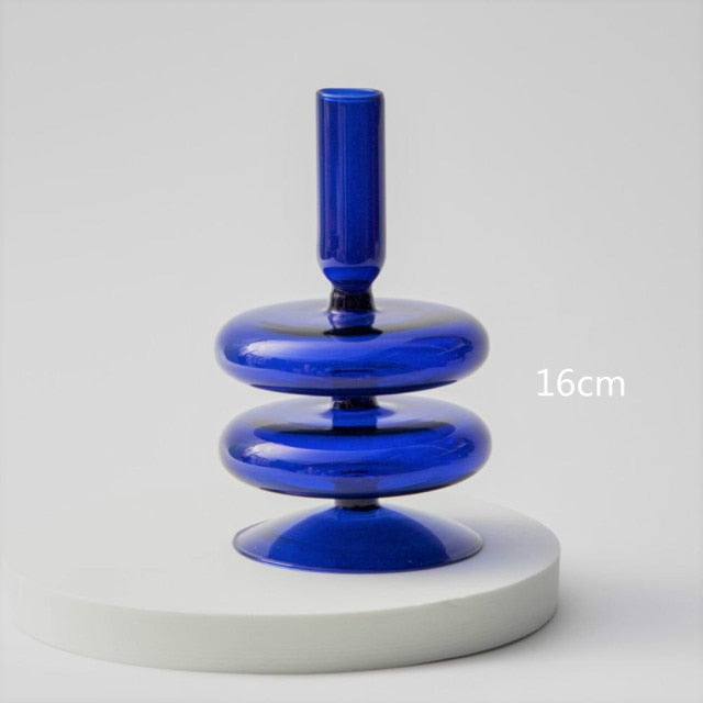 Modern Glass Candleholder-Blue | Bowlift
