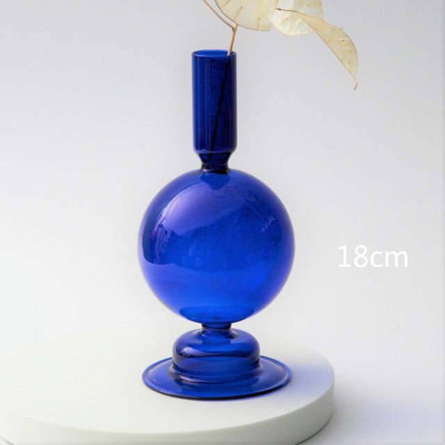 Modern Glass Candleholder-Blue | Bowlift