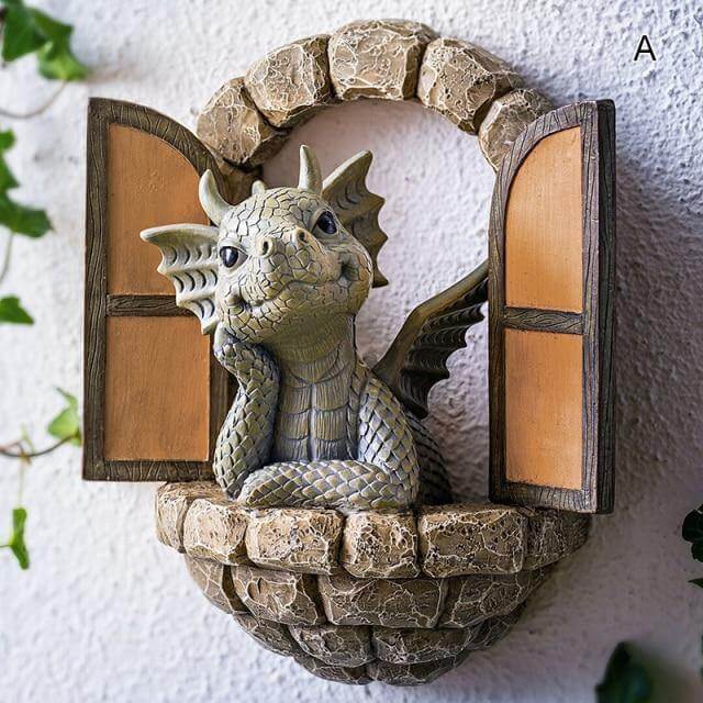 Lovely Courtyard Dragon Wall Sculpture | Bowlift