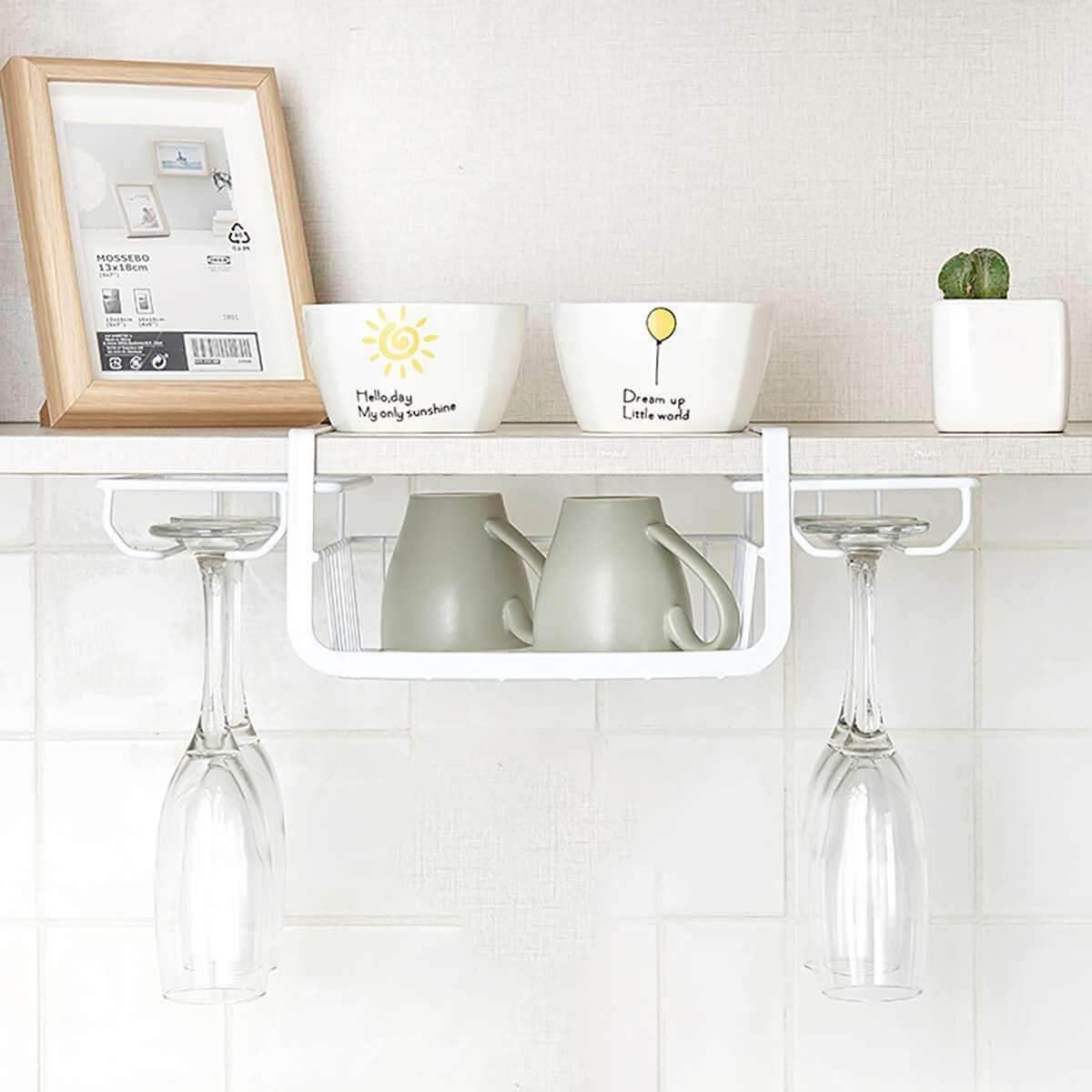 BowLift | Under Cabinet Glass Holder Rack