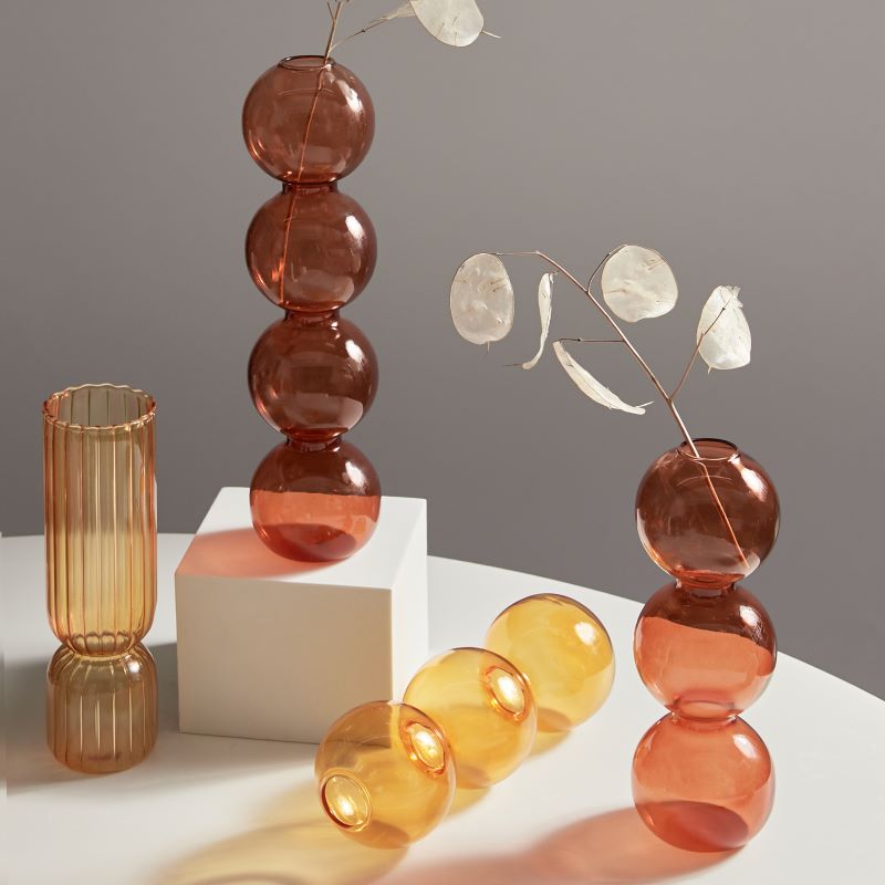 Modern Glass Candleholder-Brown | Bowlift