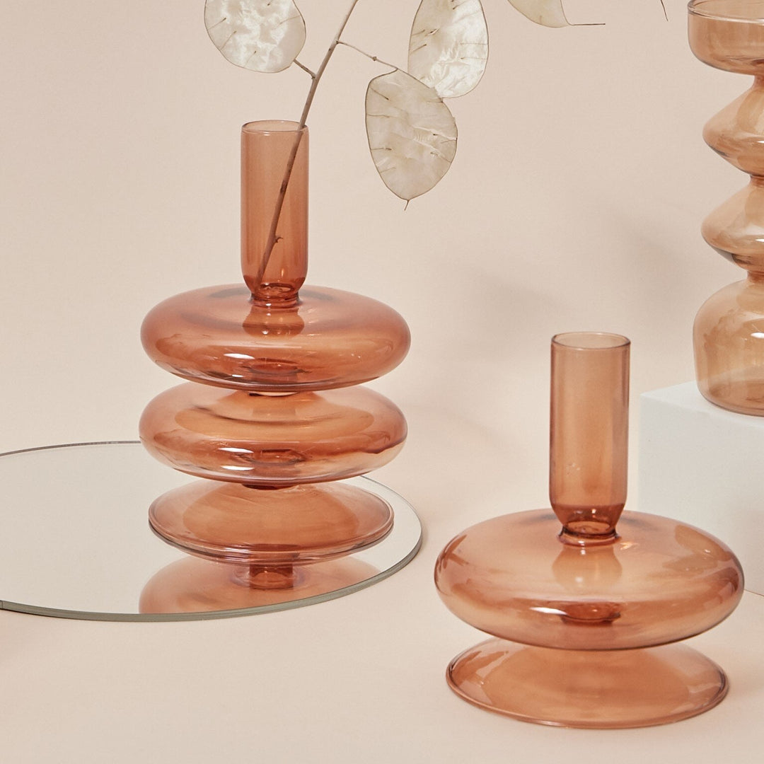 Modern Glass Candleholder-Brown | Bowlift