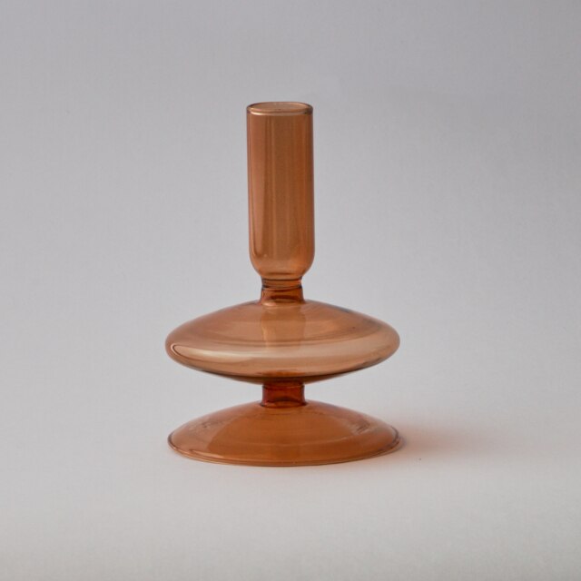 Modern Glass Candleholder-Brown | Bowlift