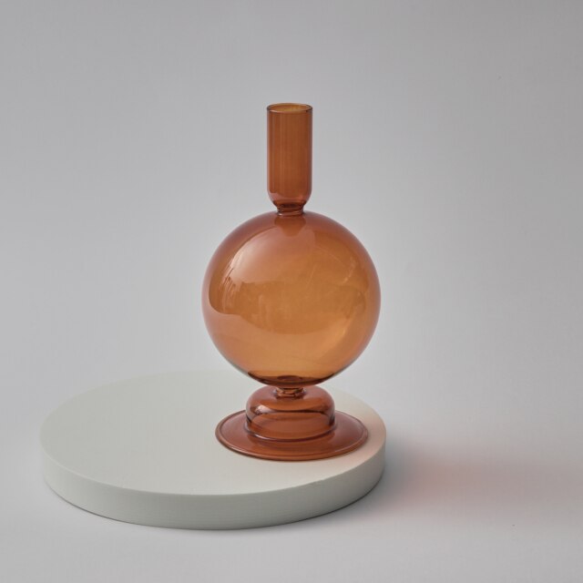 Modern Glass Candleholder-Brown | Bowlift