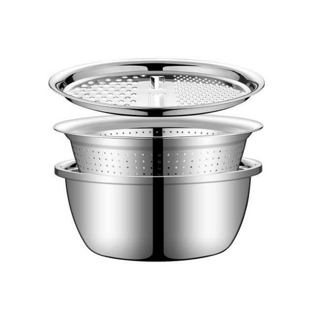 BowLift | 3in1 Stainless Steel Vegetable Slicer with Drain Basket