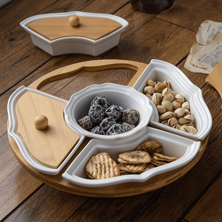 BowLift | Five Grid Rotating Ceramic Breakfast Platter