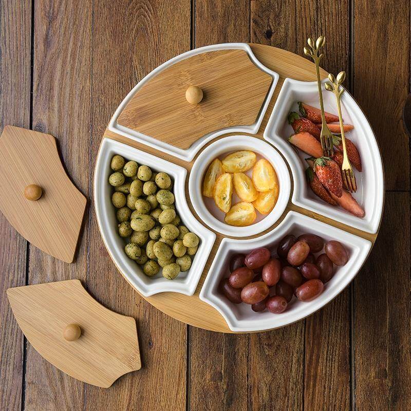 BowLift | Five Grid Rotating Ceramic Breakfast Platter