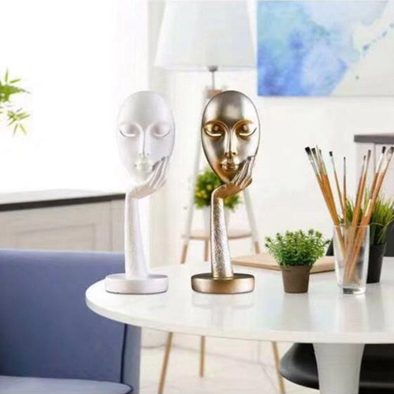 Modern Abstract Human Face Art Statue | Bowlift