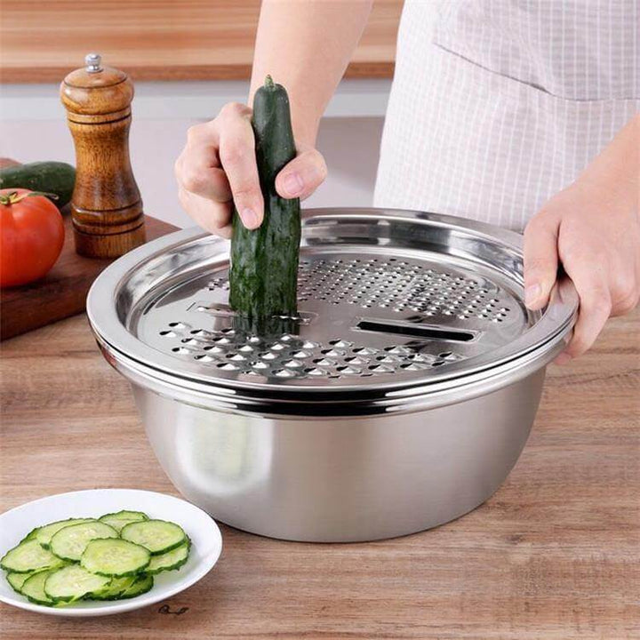 BowLift | 3in1 Stainless Steel Vegetable Slicer with Drain Basket