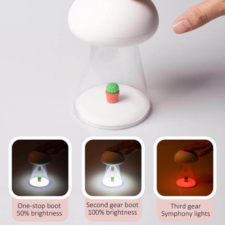 BowLift | Rechargeable White Cactus USB Mushroom Night Lamp