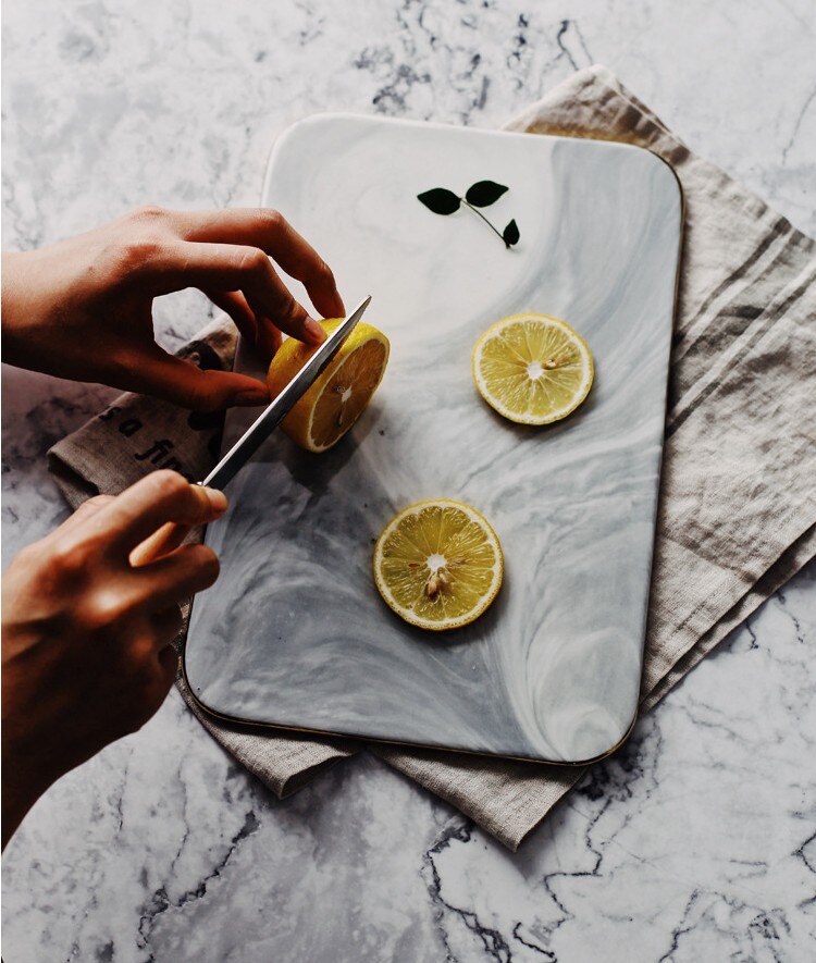 BowLift | Elegant White Marble Ceramic Cutting Board