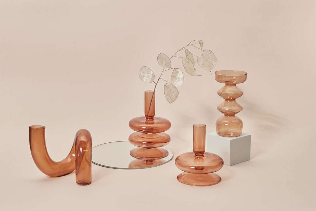 Modern Glass Candleholder-Brown | Bowlift