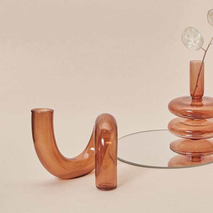 Modern Glass Candleholder-Brown | Bowlift