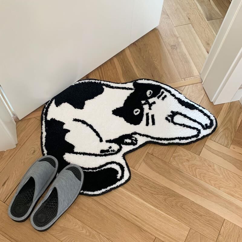 Black & White Cat Bath Mat | Bowlift