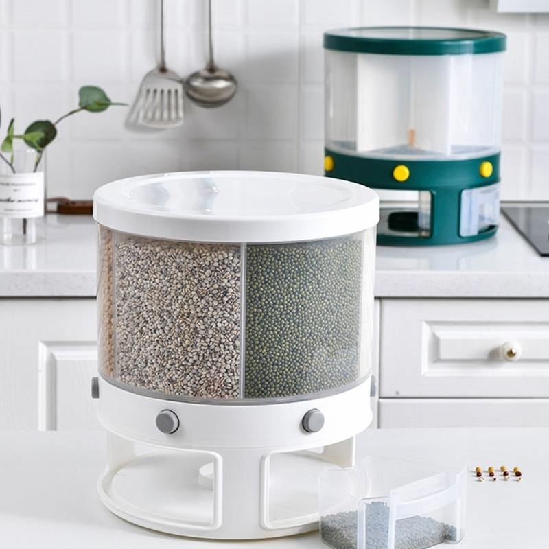 BowLift | 6 Grid Rotating Rice Storage Box Dispenser