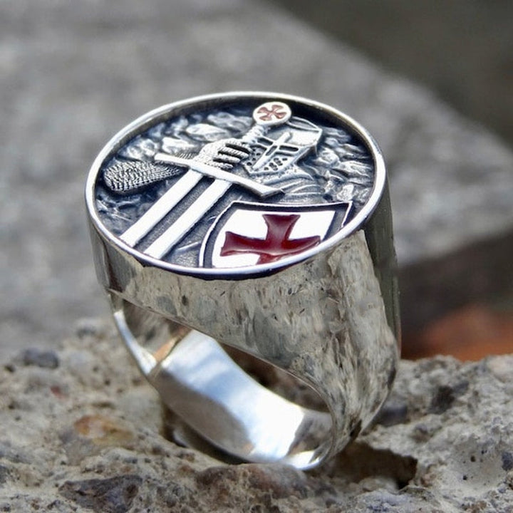 BowLift | Mens Knights Templar Red Cross 316L Stainless Steel Rings for Men