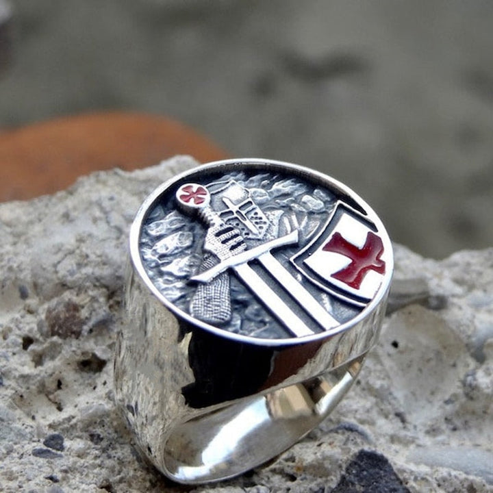 BowLift | Mens Knights Templar Red Cross 316L Stainless Steel Rings for Men