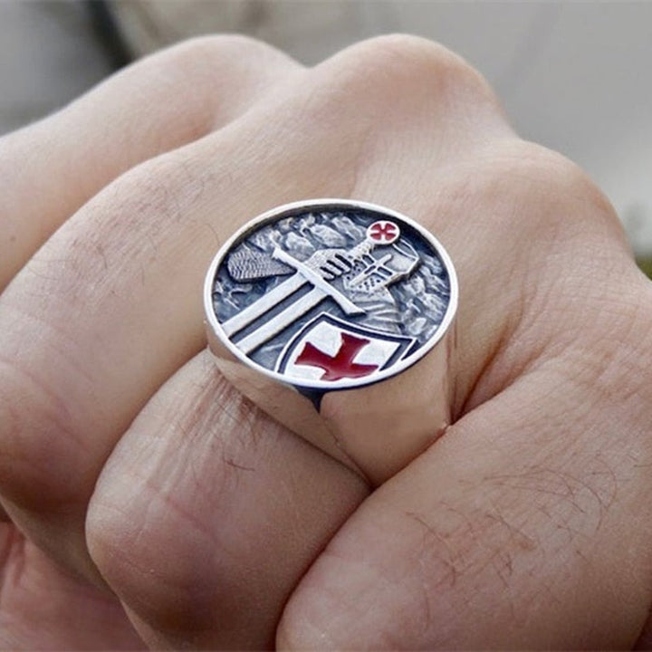 BowLift | Mens Knights Templar Red Cross 316L Stainless Steel Rings for Men
