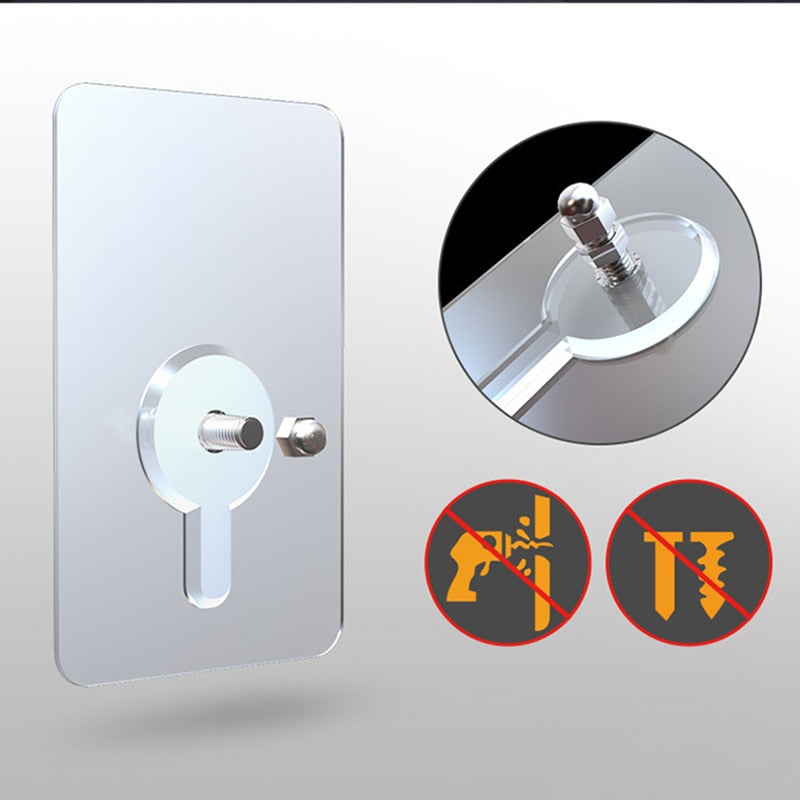 BowLift | 10 pieces heavy-duty punch-free transparent adhesive hooks