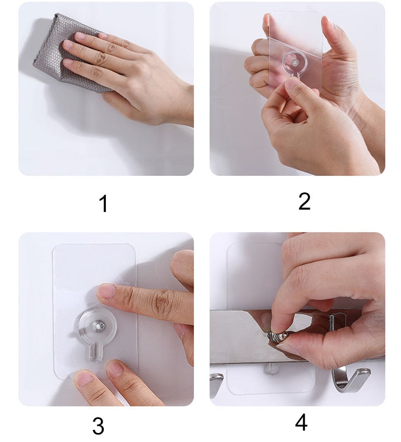 BowLift | 10 pieces heavy-duty punch-free transparent adhesive hooks