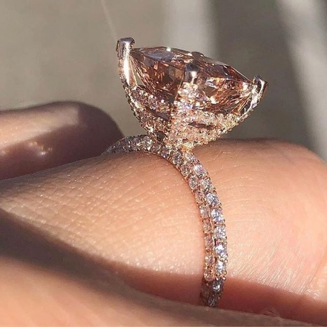 BowLift | Luxury Fashion Rose Gold Filling Inlaid Zircon Crystal Wedding Rings