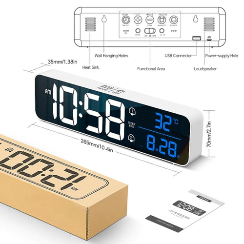 Smart Digital LED Music Alarm Temperature Clock | Bowlift