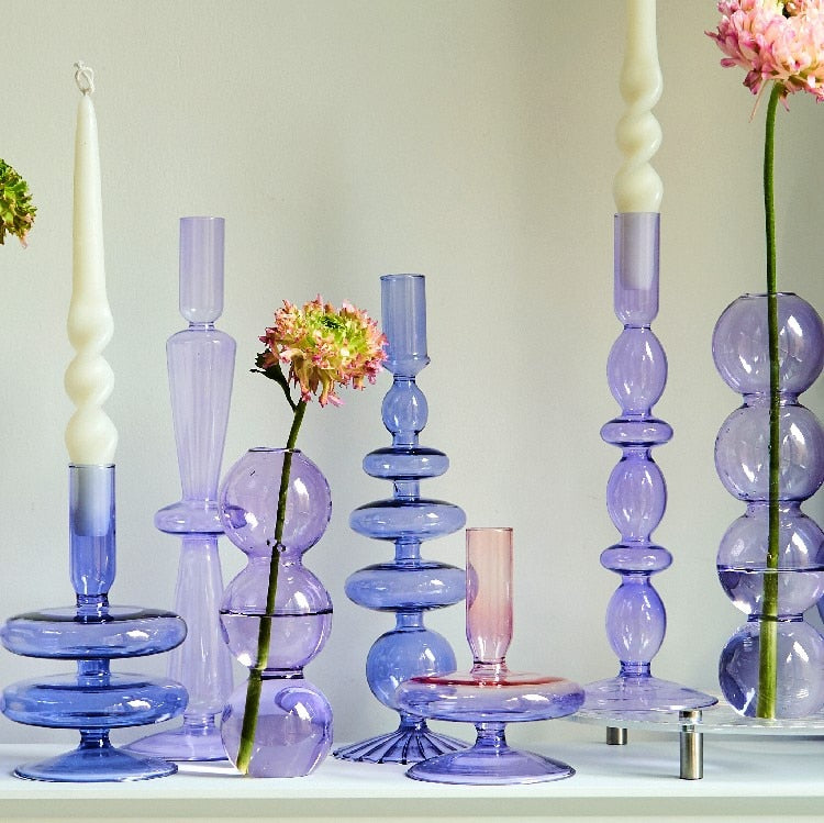Modern Glass Candleholder-Ocean Blue | Bowlift