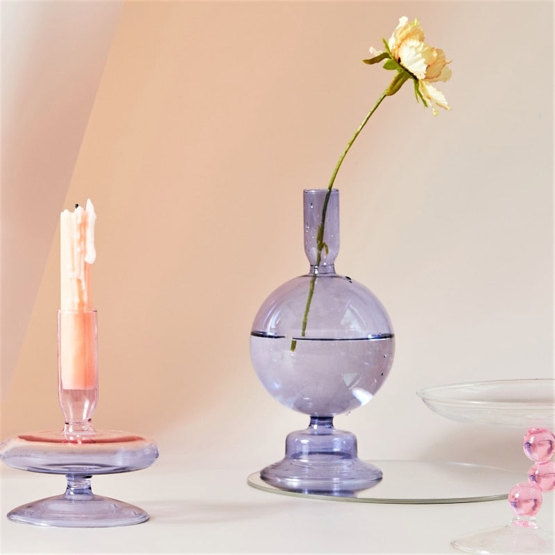 Modern Glass Candleholder-Ocean Blue | Bowlift