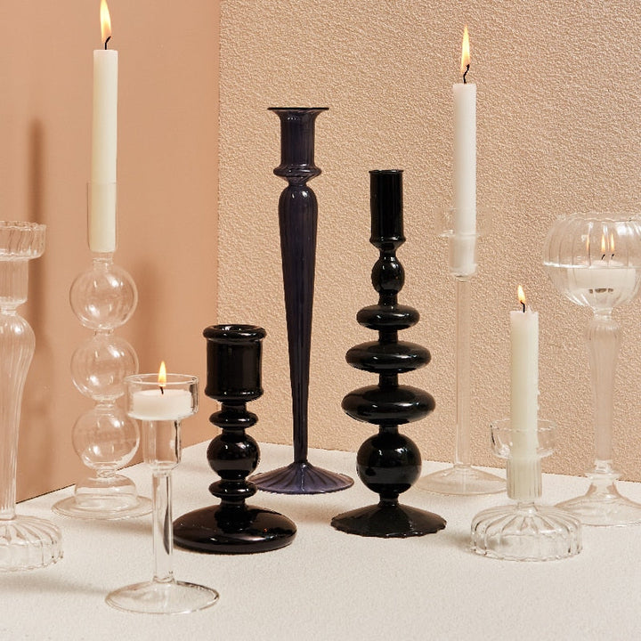 Modern Glass Candleholders - Transparent | Bowlift