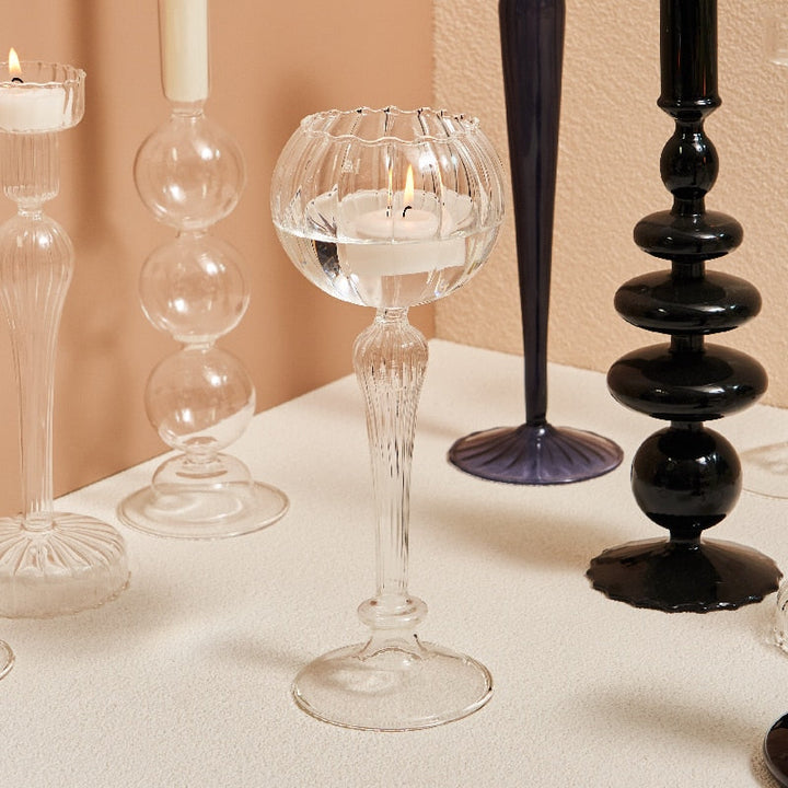 Modern Glass Candleholders - Transparent | Bowlift