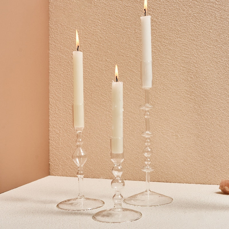 Modern Glass Candleholders - Transparent | Bowlift