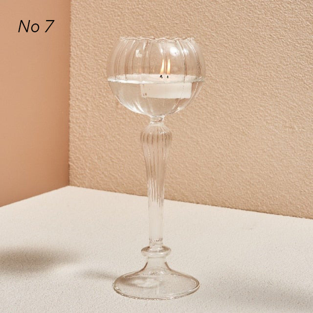 Modern Glass Candleholders - Transparent | Bowlift