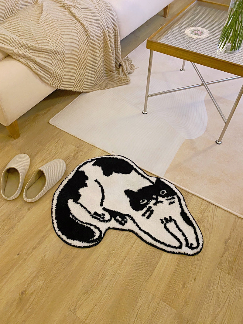 Black & White Cat Bath Mat | Bowlift