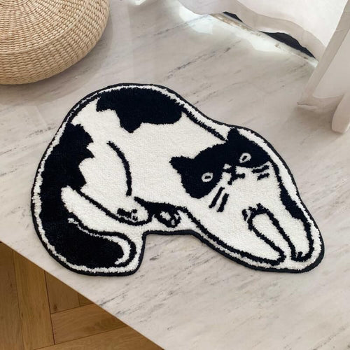 Black & White Cat Bath Mat | Bowlift