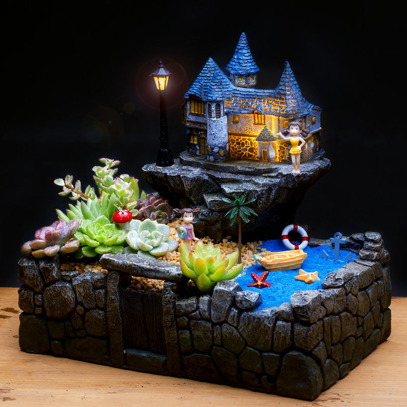 BowLift | Resin Creative Landscape Cozy House Plants Vase