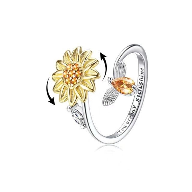 BowLift | Elegant Sunflower Sunshine Rotating Ring