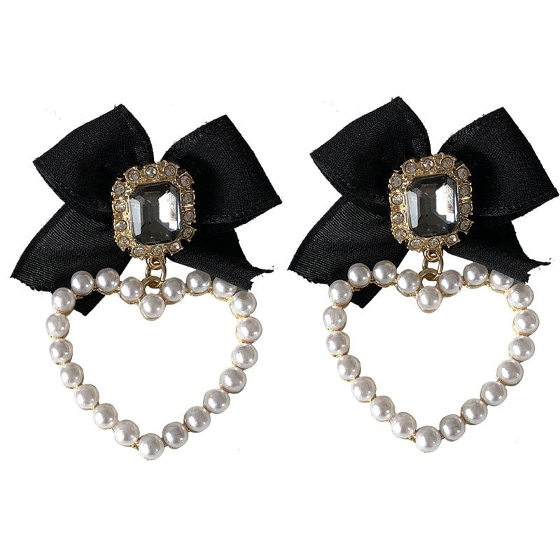 BowLift | Korean Temperament Retro Rhinestone Bow Clip Earrings
