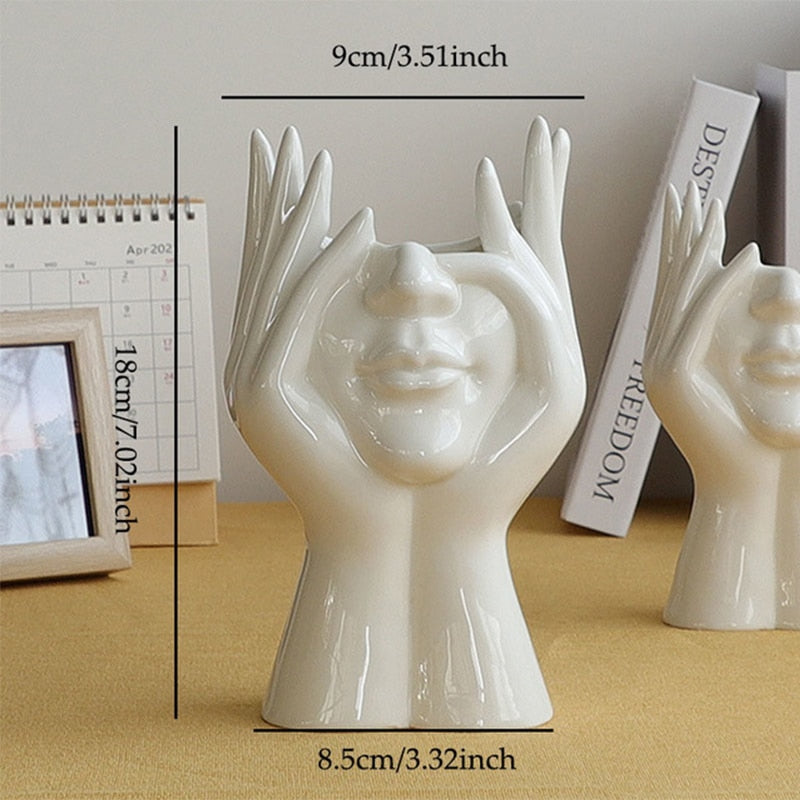 BowLift | Ceramic Abstract  Human Face Flower Vase