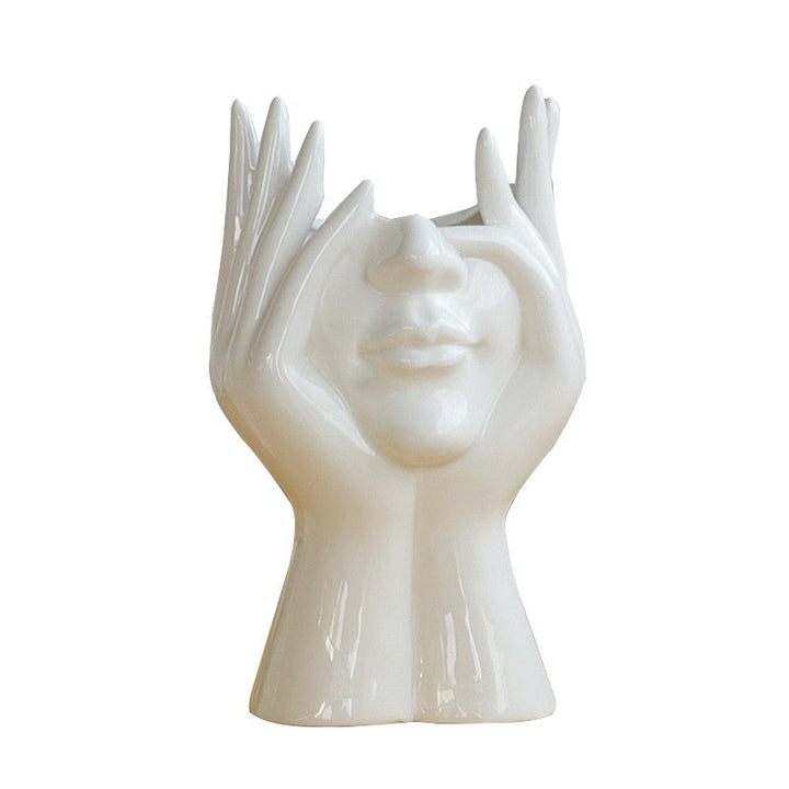 BowLift | Ceramic Abstract  Human Face Flower Vase