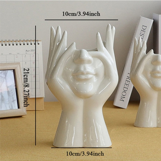 BowLift | Ceramic Abstract  Human Face Flower Vase