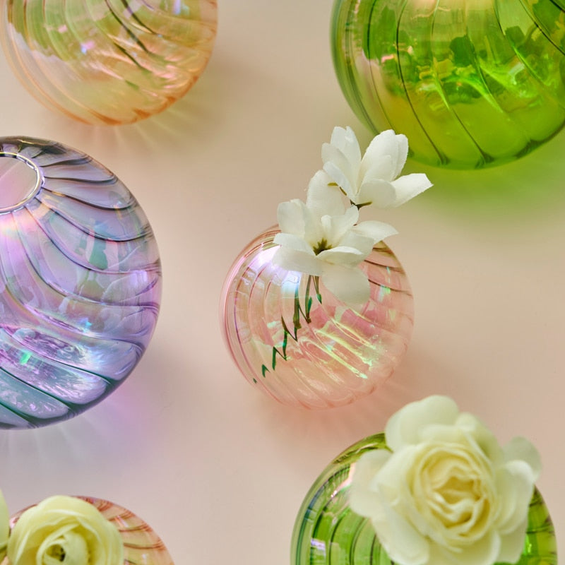 Colourful Glass Globe Vase - Swirl | Bowlift