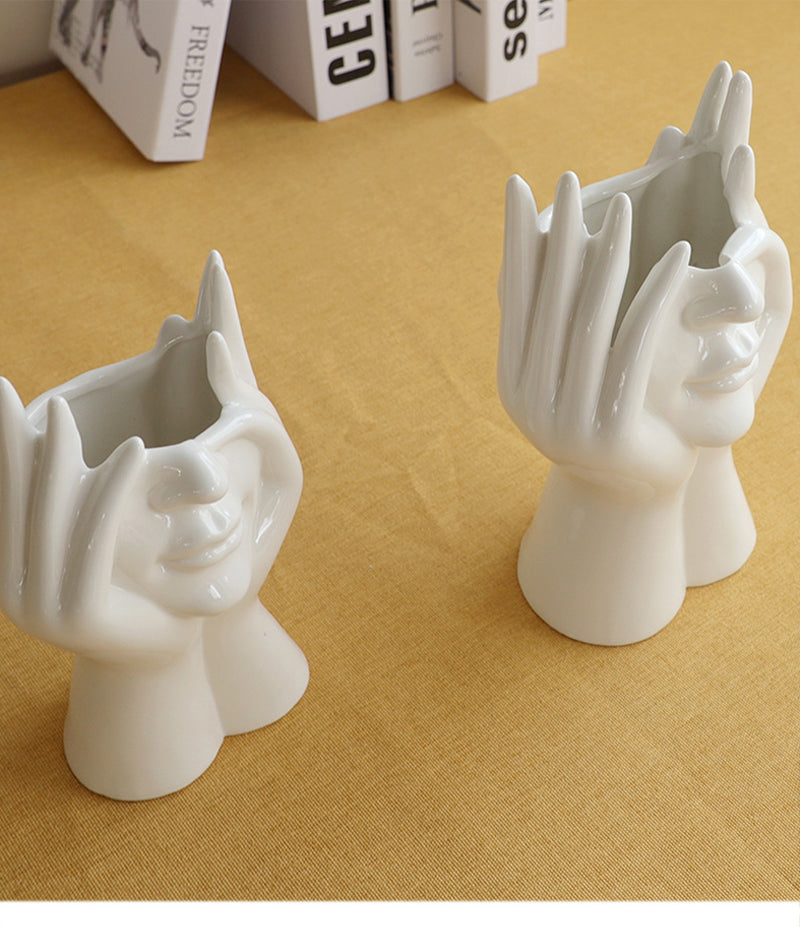 BowLift | Ceramic Abstract  Human Face Flower Vase