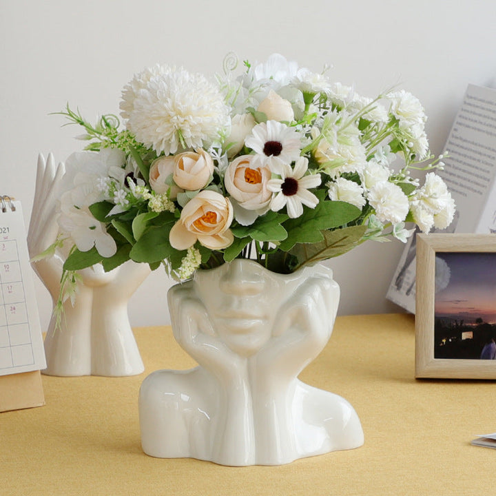 BowLift | Ceramic Abstract  Human Face Flower Vase