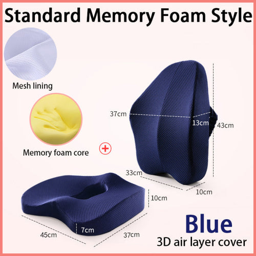 Office Chair Memory Foam Cushion Pillow Set | Bowlift