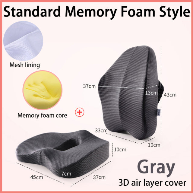Office Chair Memory Foam Cushion Pillow Set | Bowlift