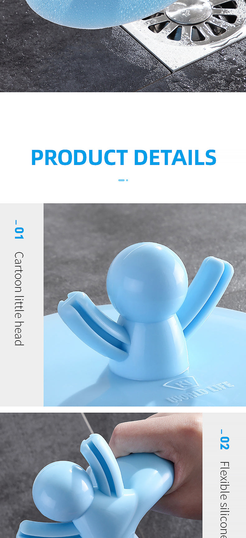 BowLift | Blue Man Simple Silicone Drain Cover
