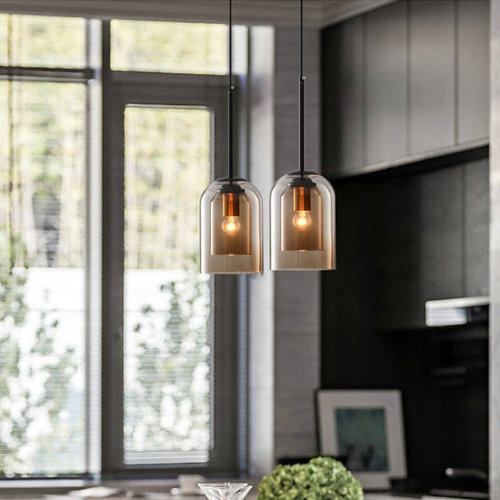Double glass pendant light Bowlift