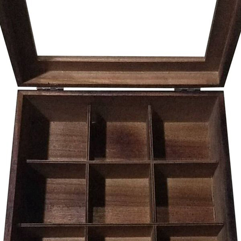 BowLift | Large Grid Caddy Wood Tea Storage Box