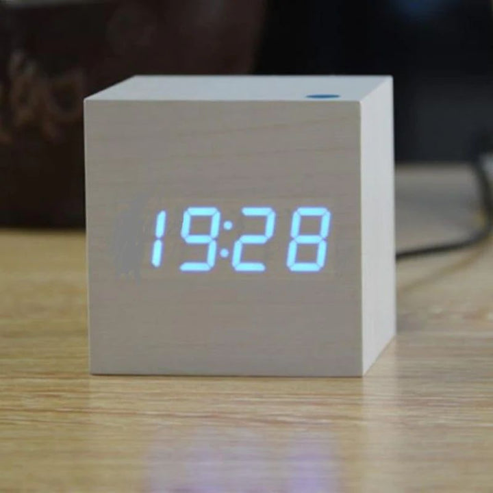 BowLift | Digital Clock Cube in Modern Wood Design